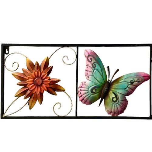 Hand Painted Metal Wall Art - Butterflies & Flowers. Home Office Garden | HOG-HomeOfficeGarden | online marketplace