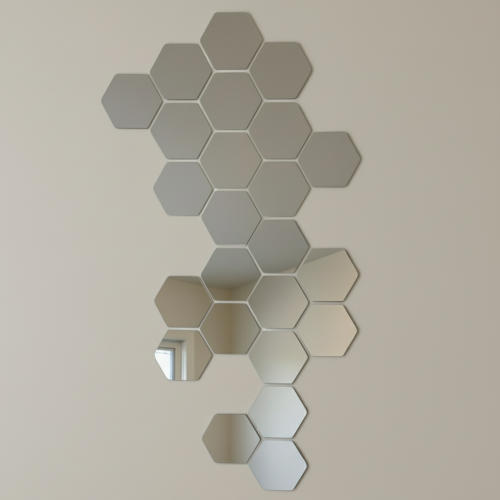 Hexagon Mirror Sticker – 12-Piece Decorative Wall Set (20 × 23 cm) @HOG - Home, Office, Online Marketplace