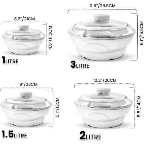 Jaypee Cassa Glass Mega Casserole - Set Of 4 - White. Home Office Garden | HOG-HomeOfficeGarden | online marketplace