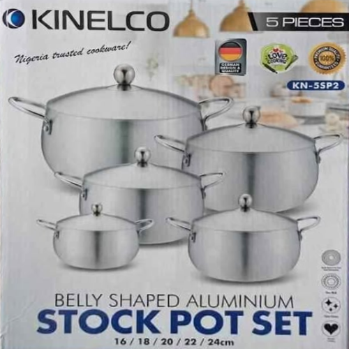 Kanelco 5-Piece Aluminium Belly Shaped Stock Pot Set. Home Office Garden | HOG-HomeOfficeGarden | online marketplace