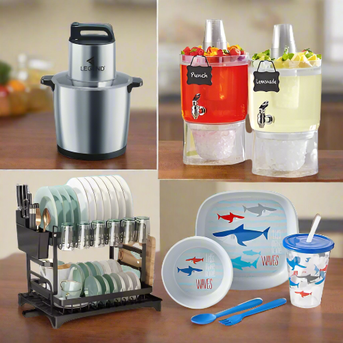 Kitchen Essentials Set – Dinnerware, Pounder, Beverage Dispensers & Dish Rack. Home Office Garden | HOG-HomeOfficeGarden | online marketplace