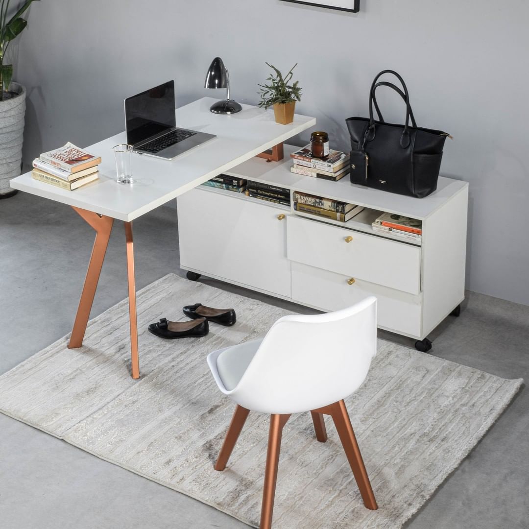 L-Shape Office Desk with Extension-1.2M. Order now @HOG