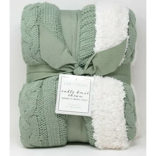 Life Comfort Cable Knit Sherpa Throw - 50 X 60” - Beige. Home Office Garden | HOG-HomeOfficeGarden | online marketplace