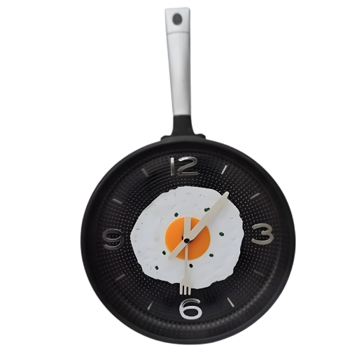 Linsan Fried Egg Kitchen Clock- Silver @HOG - Home, Office, Garden, Online Marketplace