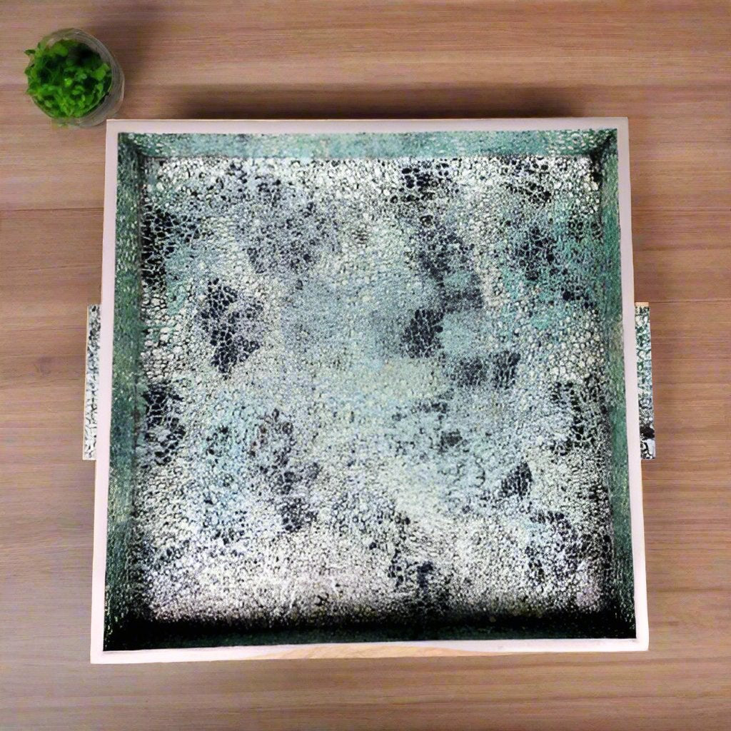 Linsan Vintage Mosaic Wooden Vanity Tray - Aqua @ HOG