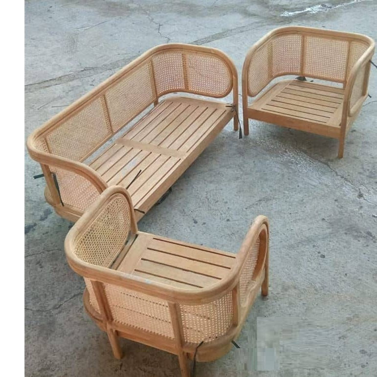 5 Seat Rattan Wooden Garden Sofa Set