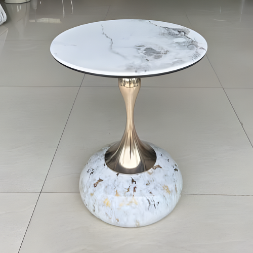Marble-Top Pedestal Side Table with Gold Stem @HOG - Home, Office, Garden, Online Marketplace