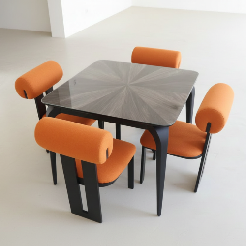 Modern 4-Seater Dining Table Set with Upholstered Chairs @HOG - Home, Office, Garden, Online Marketplace