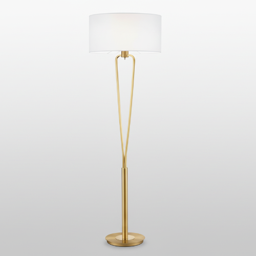 Modern Gold Floor Lamp with White Fabric Shade @HOG - Home, Office, Online Marketplace