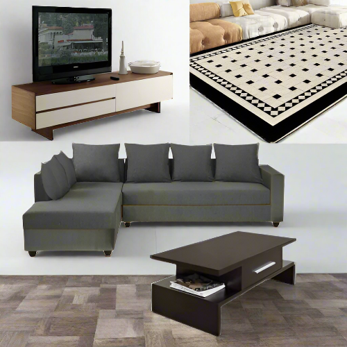 Modern Living Room Quartet – Sofa Set, TV Unit, Center Table & Rug Collection. Home Office Garden | HOG-HomeOfficeGarden | online marketplace