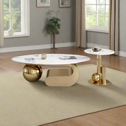 2-Piece Luxury Marble-Inspired Center & Side Table Set. Home Office Garden | HOG-HomeOfficeGarden | online marketplace