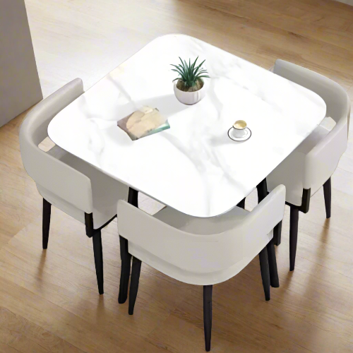 Modern Marble Dining Table Set with 4 Chairs @HOG - Home Office Garden Online Marketplace