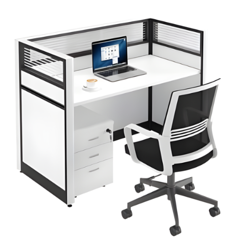 Modern Office Workstation Desk 1.0 Meter with Privacy Panels and Drawer Unit @HOG - Home, Office, Garden, Online Marketplace