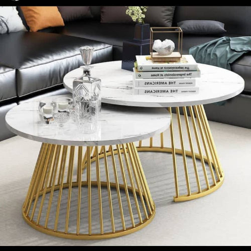 Modern Round Marble and Gold Coffee Table Set @HOG - Home Office Garden Online Marketplace