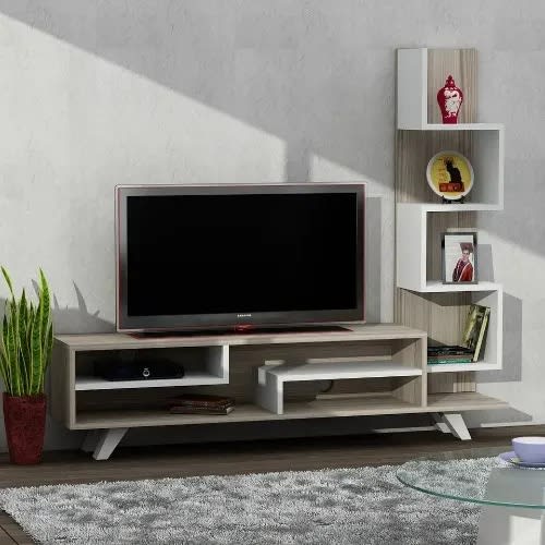 Modern Tv Stand White Walnut up to - 55 Inches. @HOG - Home Office Garden Online Marketplace