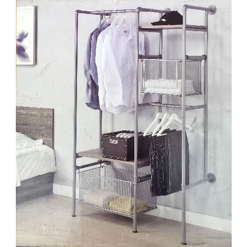 Neu Home Wall Mounted Closet With 2 Hanging Bars And Baskets. Neu Home Wall Mounted Closet With 2 Hanging Bars And Baskets