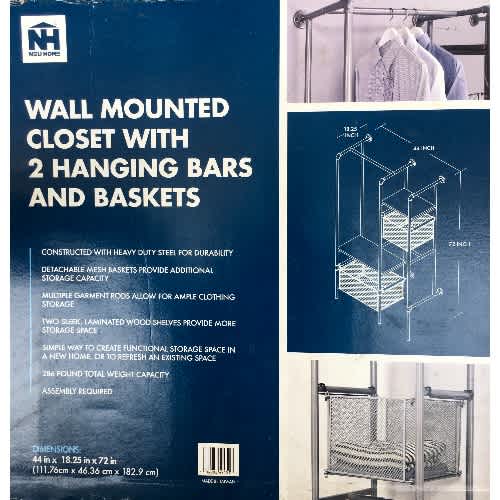 Neu Home Wall Mounted Closet With 2 Hanging Bars And Baskets. Neu Home Wall Mounted Closet With 2 Hanging Bars And Baskets