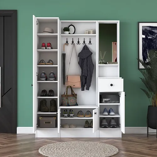 Shoe Storage Wardrobe + Coat Hanger - White Color Home Office Garden | HOG-Home Office Garden | online marketplace