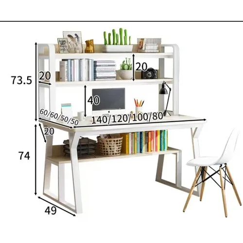 Computer Desktop Desk Bookshelf