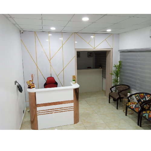 White Reception Desk With Gold FeaturesHome Office Garden | HOG-Home Office Garden | HOG-Home Office Garden