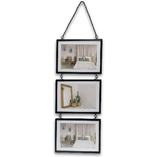 Lavish Home Decorative Wall Shelf with Photo Collage Frames and 3