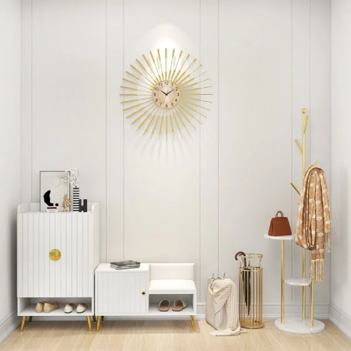 Glam Oversized Golden Wall Clock with Helical Shape Metal Frame. Home Office Garden | HOG-HomeOfficeGarden | online marketplace