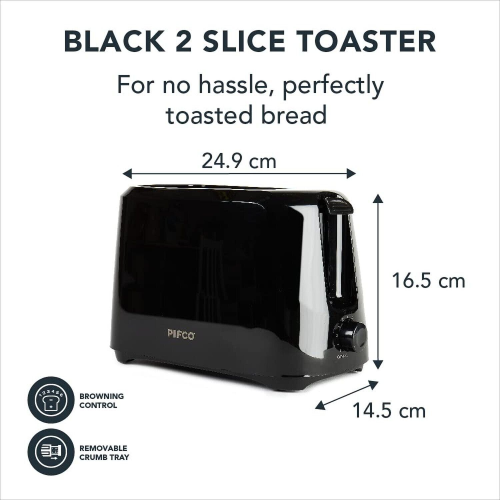 Pifco Black 2 Slice Toaster. Home Office Garden | HOG-HomeOfficeGarden | online marketplace
