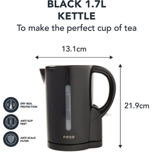 Pifco Black 1.7L Kettle