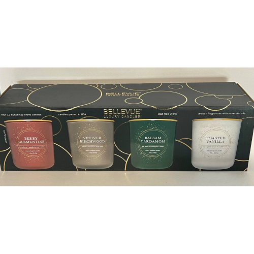 Bellevue Luxury Scented Jar Candles - 12oz - 4-pack. Home Office Garden | HOG-HomeOfficeGarden | online marketplace