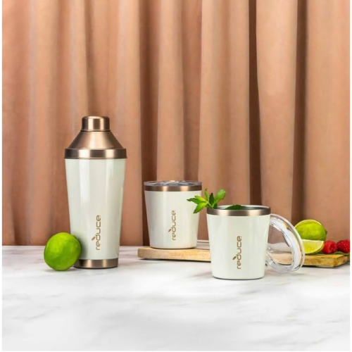 Reduce Cocktail 3-piece Shaker Set With 10-oz. Lowball Tumblers - Cream. Home Office Garden | HOG-HomeOfficeGarden | online marketplace