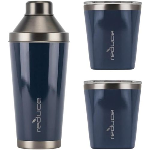 Reduce Cocktail 3-piece Shaker Set With 10-oz. Lowball Tumblers - Slate Blue. Home Office Garden | HOG-HomeOfficeGarden | online marketplace
