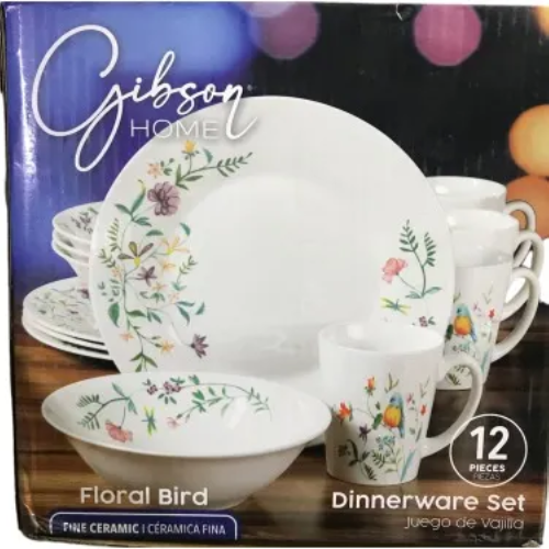 Gibson Floral Bird Ceramic Dinnerware Set - 12-piece Home Office Garden | HOG-Home Office Garden | online marketplace