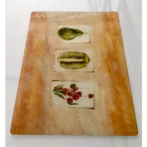Linsan Prima Fruits Glass Cutting Board - (40 X 30cm) Home Office Garden | HOG-Home Office Garden | HOG-Home Office Garden