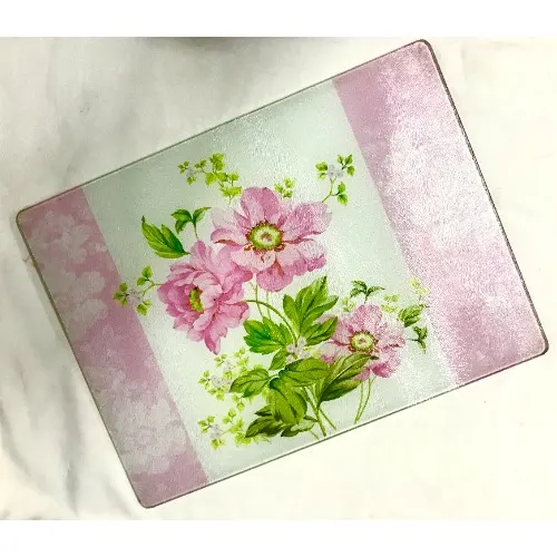 Linsan Floral Glass Tempered Cutting Board - 12x18" Home Office Garden | HOG-Home Office Garden | HOG-Home Office Garden