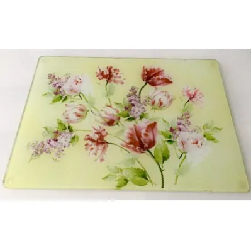 Linsan Floral 12" x 18"Glass Cutting Board Home Office Garden | HOG-Home Office Garden | HOG-Home Office Garden