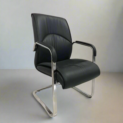 Black Leather Visitors Chair Home Office Garden | HOG-Home Office Garden | HOG-Home Office Garden