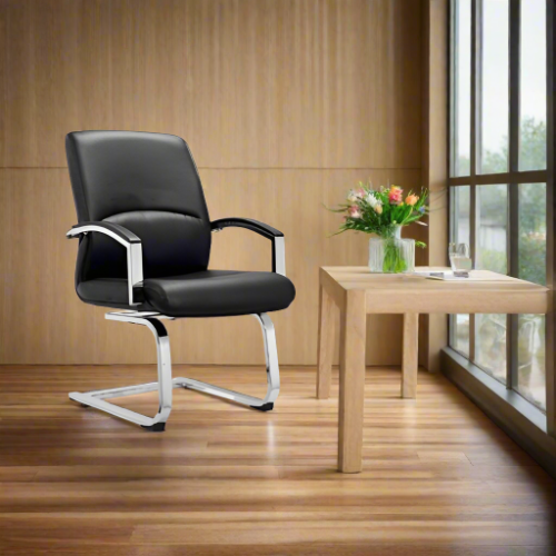 Black Leather Visitors Chair. Home Office Garden | HOG-HomeOfficeGarden | online marketplace