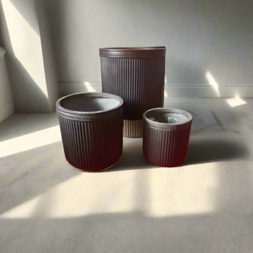 Ribbed Lightweight 3 Set Planters Pot Home Office Garden | HOG-Home Office Garden | online marketplace