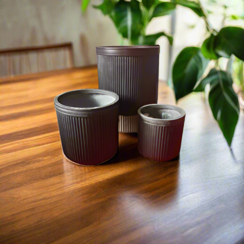 Ribbed Lightweight 3 Set Planters Pot Home Office Garden | HOG-Home Office Garden | online marketplace