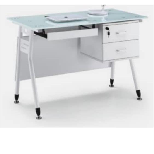 1.2 Metre Glass Top Office Desk-White