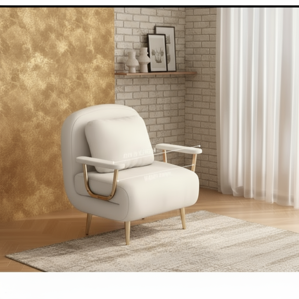 Modern White Accent Armchair with Gold Bracket Home Office Garden | HOG-HomeOfficeGarden | online marketplace