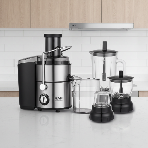 RAF 4-in-1 electric juice extractor and blender set.