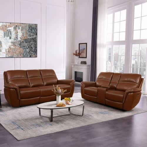 Oliver Leather 5 Seater Power Reclining Sofa With Power Headrests @ HOG