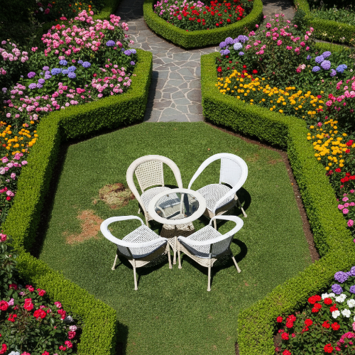 Outdoor Rattan Patio Table + 4 Chairs