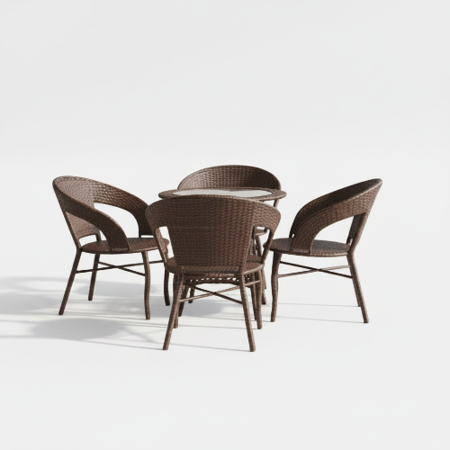 Outdoor Rattan Patio Table + 4 Chairs