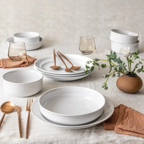 Over & Back Rimmed 12-piece Glossy Porcelain Dinnerware Set @HOG - Home, Office, Garden, Online Marketplace