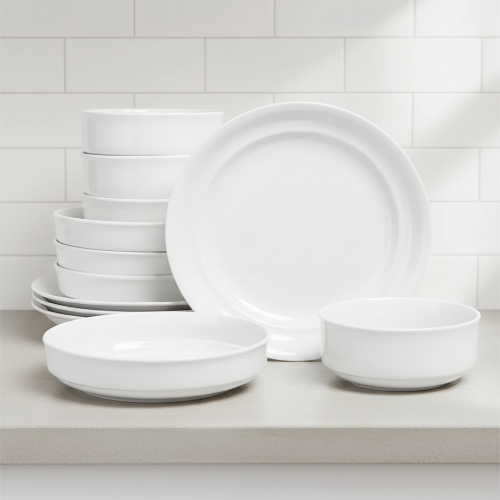 Over & Back Rimmed 12-piece Glossy Porcelain Dinnerware Set @HOG - Home, Office, Garden, Online Marketplace