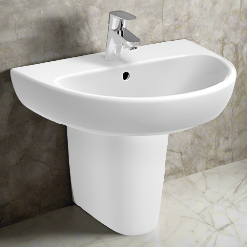 POZZI-GINORI Selnova 3 Washbasin 50cm + Half Pedestal Home Office Garden | HOG-Home Office Garden | HOG-Home Office Garden