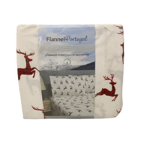 Portugal Reindeer Flannel Sheet Set – Full - 4 Pcs