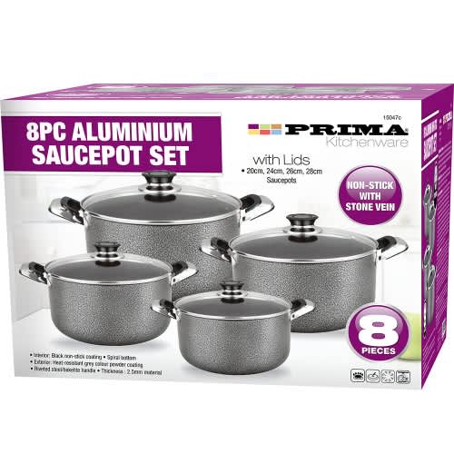 Prima 8pc Aluminium Non Stick Casserole Saucepot Set With Stone. Home Office Garden | HOG-HomeOfficeGarden | online marketplace
